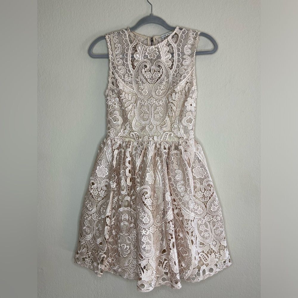 Alice + Olivia Gracia Mini Cream Dress Lace Size 0 - Picture 5 of 9